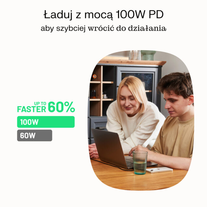 USB-C-kabel 2m 100W Greencell PowerStream Snabbladdning PD Panther Svart - Bild 3