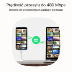 USB-C-kabel 2m 100W Greencell PowerStream Snabbladdning PD Panther Svart - Bild 4