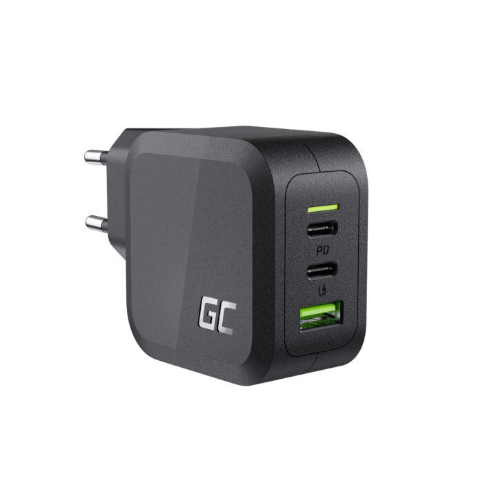 Green Cell PowerGaN 65W Laddare (2x USB-C Power Delivery. 1x USB-A kompatibel med Quick Charge 3.0). - Bild 1