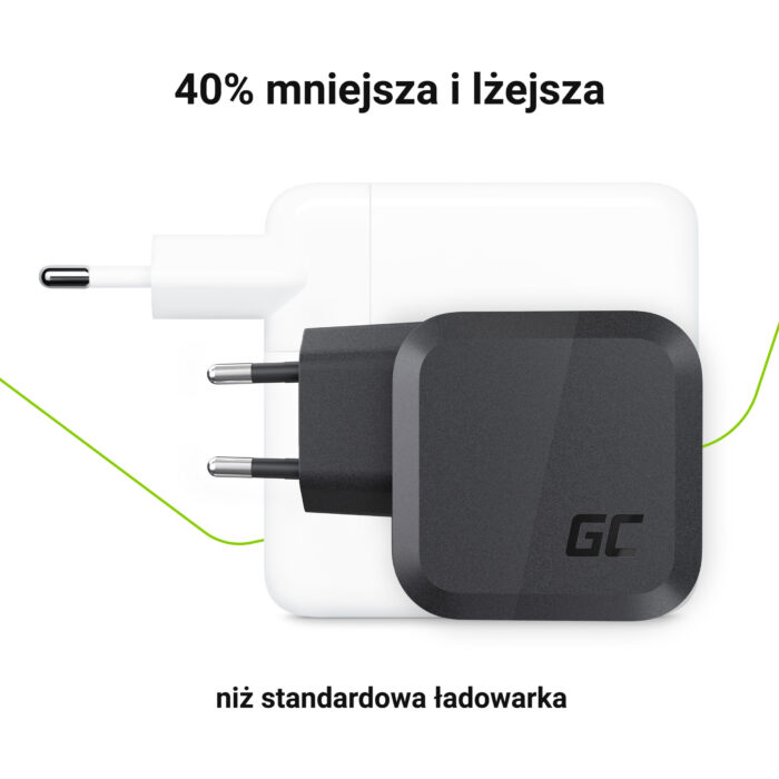 Green Cell PowerGaN 65W Laddare (2x USB-C Power Delivery. 1x USB-A kompatibel med Quick Charge 3.0). - Bild 3