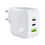Green Cell Vit 65W GaN Green Cell PowerGan nätadapter för Laptop. MacBook. Telefon. Surfplatta. Nintendo Switch - 2x USB-C. 1x