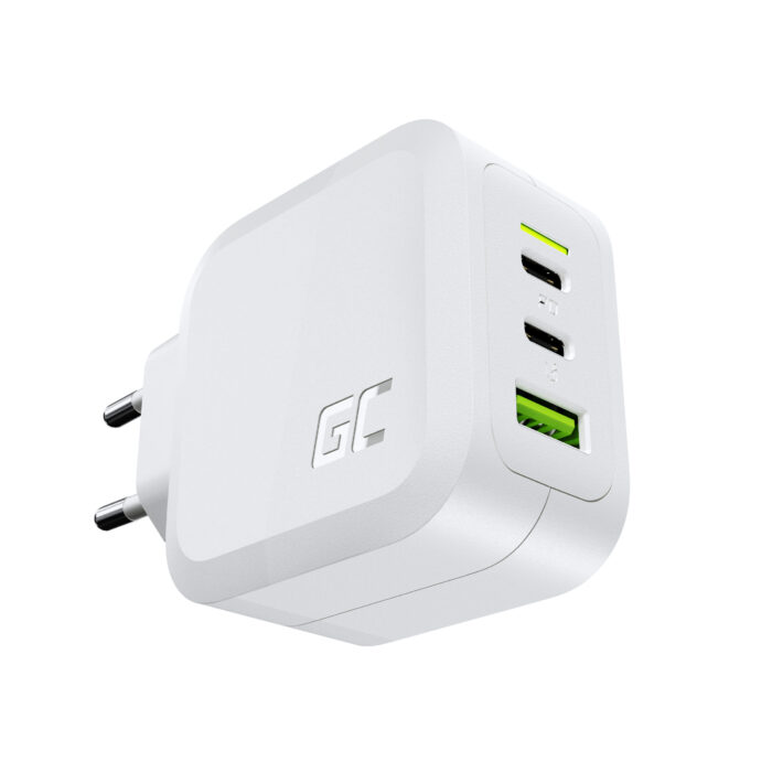 Green Cell Vit 65W GaN Green Cell PowerGan nätadapter för Laptop. MacBook. Telefon. Surfplatta. Nintendo Switch - 2x USB-C. 1x - Bild 2