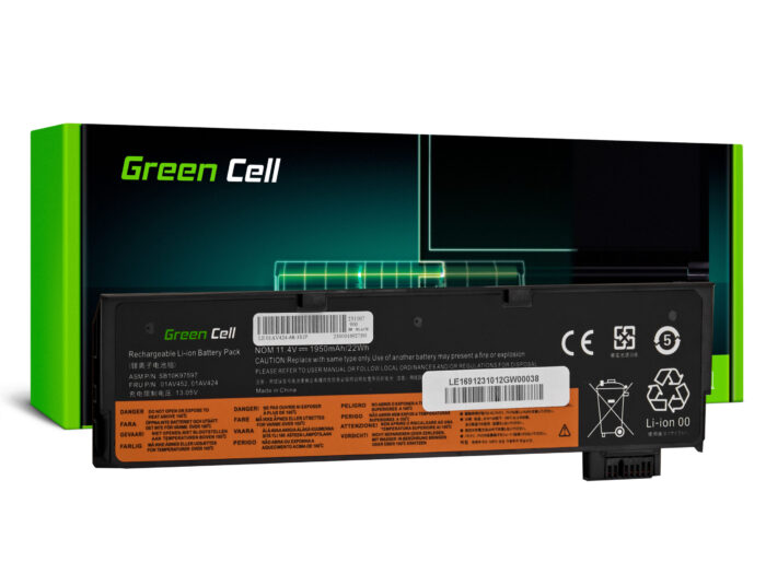 Green Cell batteri 01AV422 01AV490 01AV491 01AV492 för Lenovo ThinkPad T470 T480 T570 T580 T25 A475 A485 P51S P52S. - Bild 1