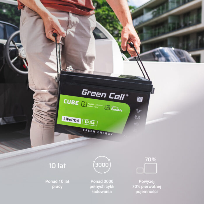 Green Cell CUBE LiFePO4 100Ah 12.8V 1280Wh Litiumjärnfosfatbatteri för Fotovoltaik. Husvagnar. Båtar. - Bild 3