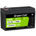 Green Cell CUBE LiFePO4 10Ah 12.8V 128Wh Litium-järn-fosfatbatteri för ström och nödbelysning. kontrollpaneler.
