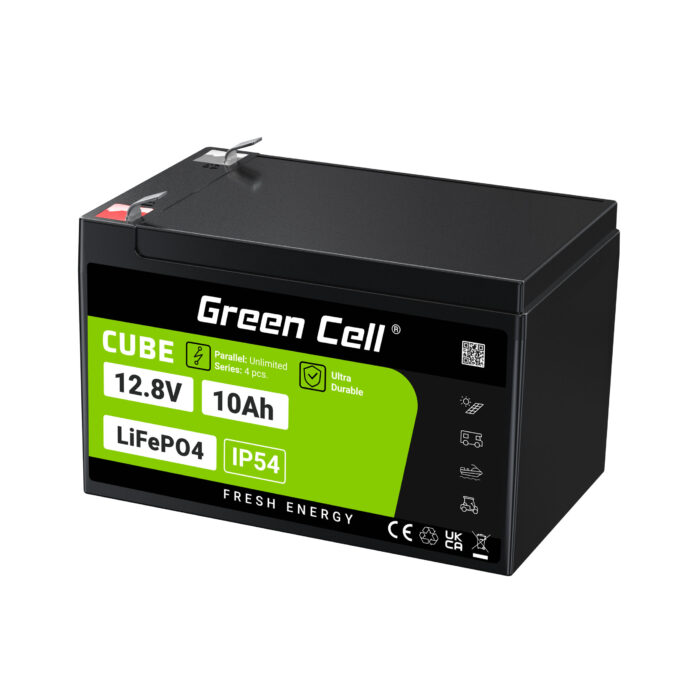 Green Cell CUBE LiFePO4 10Ah 12.8V 128Wh Litium-järn-fosfatbatteri för ström och nödbelysning. kontrollpaneler. - Bild 4