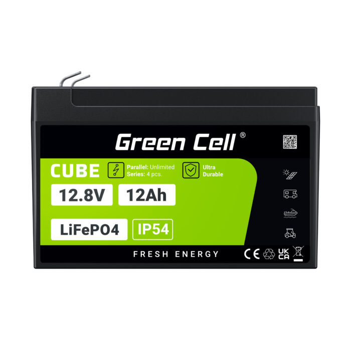 Green Cell CUBE LiFePO4 12Ah 12.8V 153.6Wh Litiumjärnfosfatbatteri för rullstol. leksak. skoter. - Bild 5