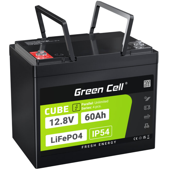 Green Cell CUBE LiFePO4 60Ah 12.8V 768Wh Litiumjärnfosfatbatteri för Elektriska Motorer. Husvagn. Lyft. - Bild 1