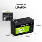 Green Cell CUBE LiFePO4 7Ah 12.8V 89.6Wh Litiumjärnfosfatbatteri för UPS. övervakning. - Bild 2