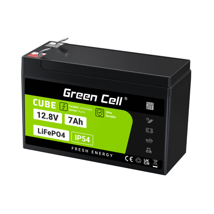 Green Cell CUBE LiFePO4 7Ah 12.8V 89.6Wh Litiumjärnfosfatbatteri för UPS. övervakning. - Bild 4