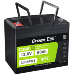 Green Cell CUBE LiFePO4 80Ah 12.8V 1024Wh Litiumjärnfosfatbatteri för Husvagn. Rengöringsutrustning. Camping
