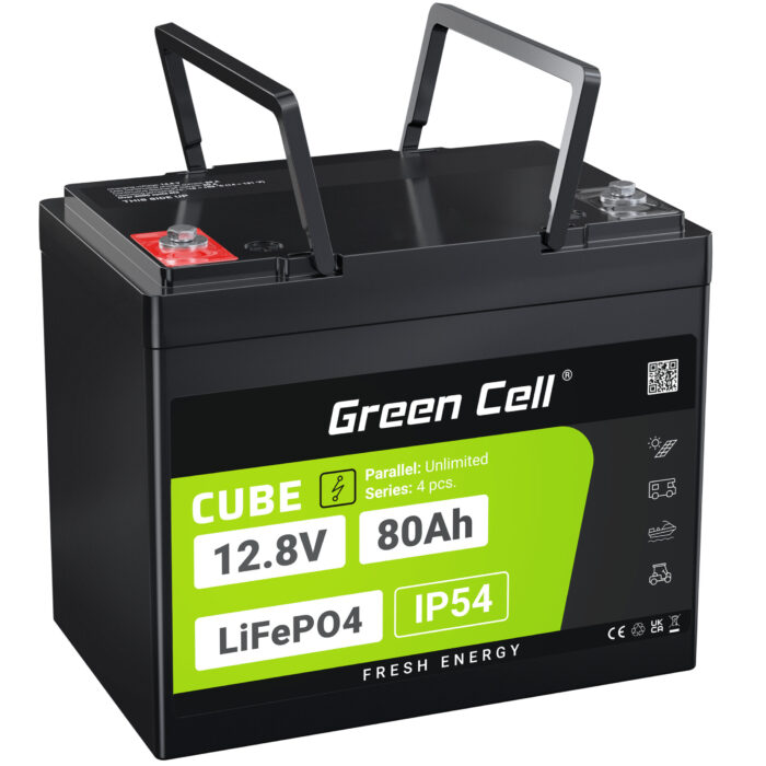 Green Cell CUBE LiFePO4 80Ah 12.8V 1024Wh Litiumjärnfosfatbatteri för Husvagn. Rengöringsutrustning. Camping - Bild 1