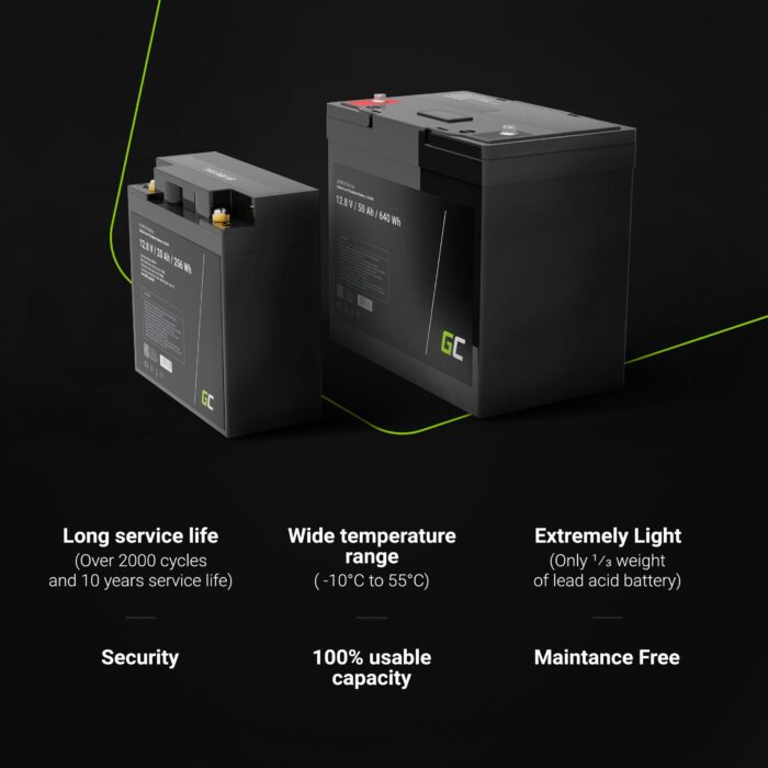 Green Cell LiFePO4 Batteri 12V 12.8V 50Ah för fotovoltaiska system. husbilar och båtar. - Bild 5