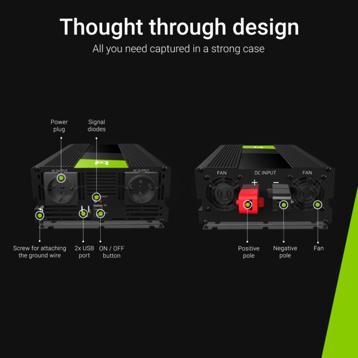 Green Cell Strömomvandlare 12V till 230V 3000W/6000W Ren sinusvåg - Bild 4