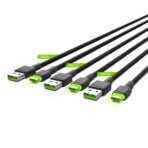 Set 3x Green Cell Ray USB-C 120cm Kabel med grön LED-bakgrundsbelysning. snabbladdning Ultra Charge. QC 3.0. - Bild 2
