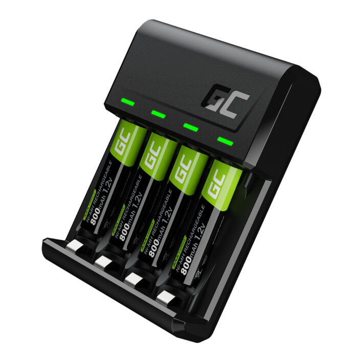 Set Green Cell VitalCharger och 4x batterier AAA HR03 800mAh. - Bild 1