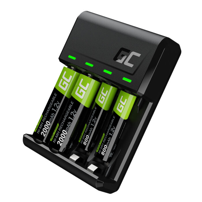 Set Green Cell VitalCharger och batterier 2xAA 2000mAh 2xAAA 800mAh - Bild 1