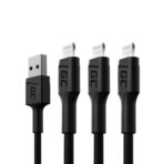 Set 3x Green Cell-kabel Green Cell Ray USB - Lightning 120cm för iPhone. iPad. iPod. vit LED. snabbladdning.